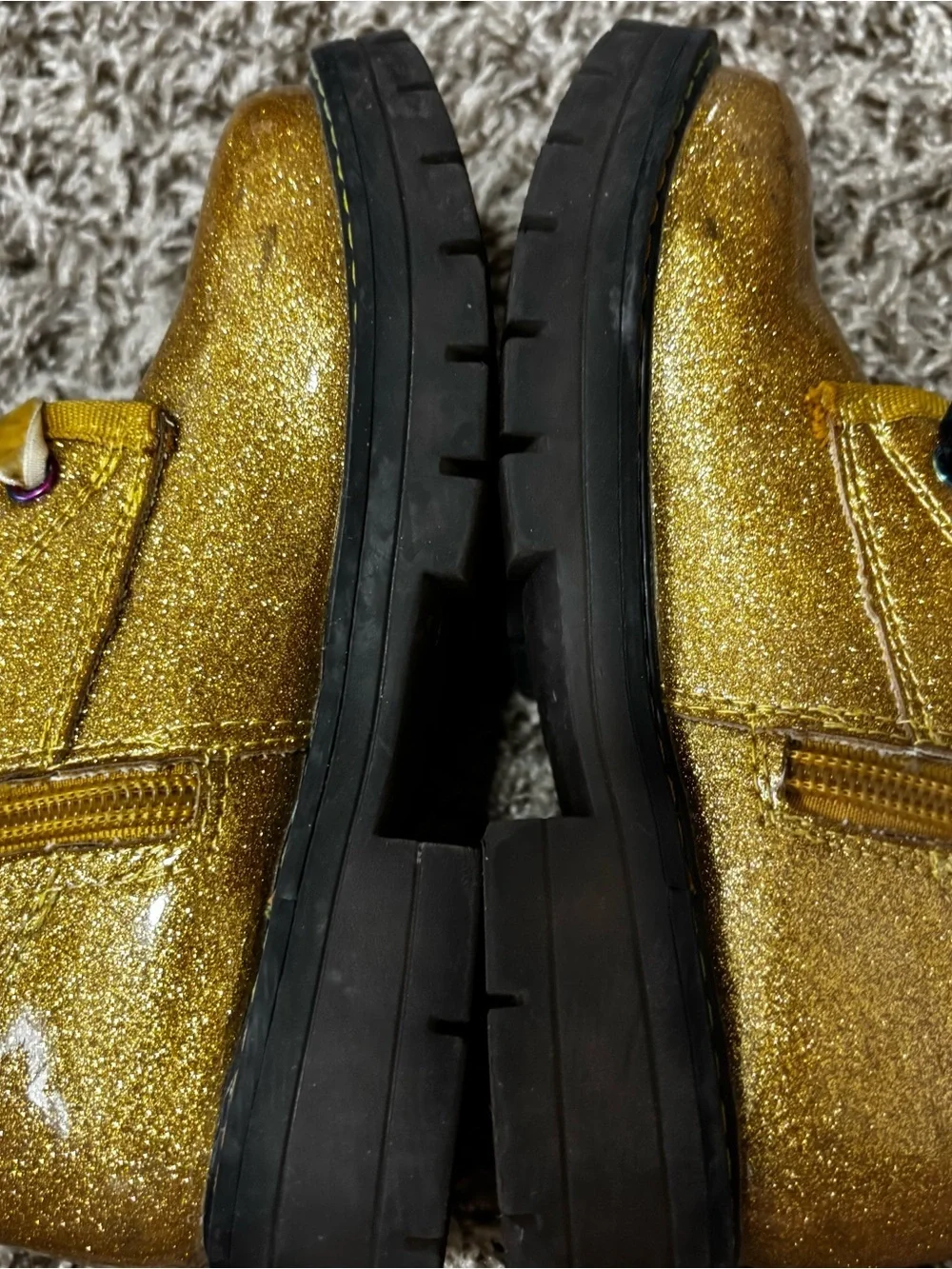 Dream Pairs gold glitter side zipper high top boots girls kids size 12